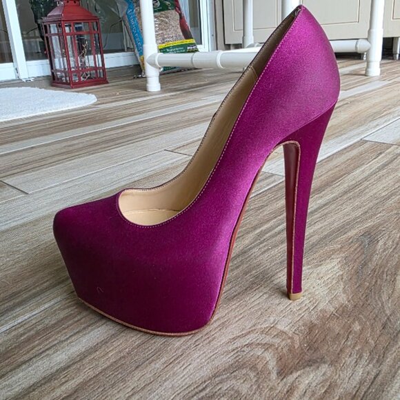 PRICED DROP! Christian Louboutin Def Daffodiles Purple Satin Shoes 160 Eur. 34.5 - Picture 1 of 16